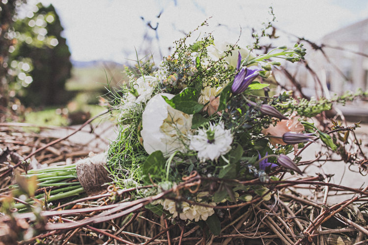 Wild Flowers Bouquet Bride Bridal Purple White Pretty DIY Farm Wedding http://www.johnelphinstonestirling.com/