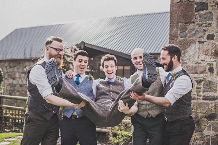 Tweed Waistcoat Groom Groomsmen Pretty DIY Farm Wedding http://www.johnelphinstonestirling.com/