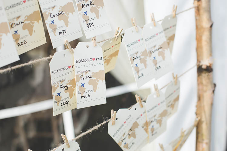 Travel Seating Plan Table Chart Luggage Tags DIY Pretty Pink Bluebell Woods Wedding http://kirstymackenziephotography.co.uk/