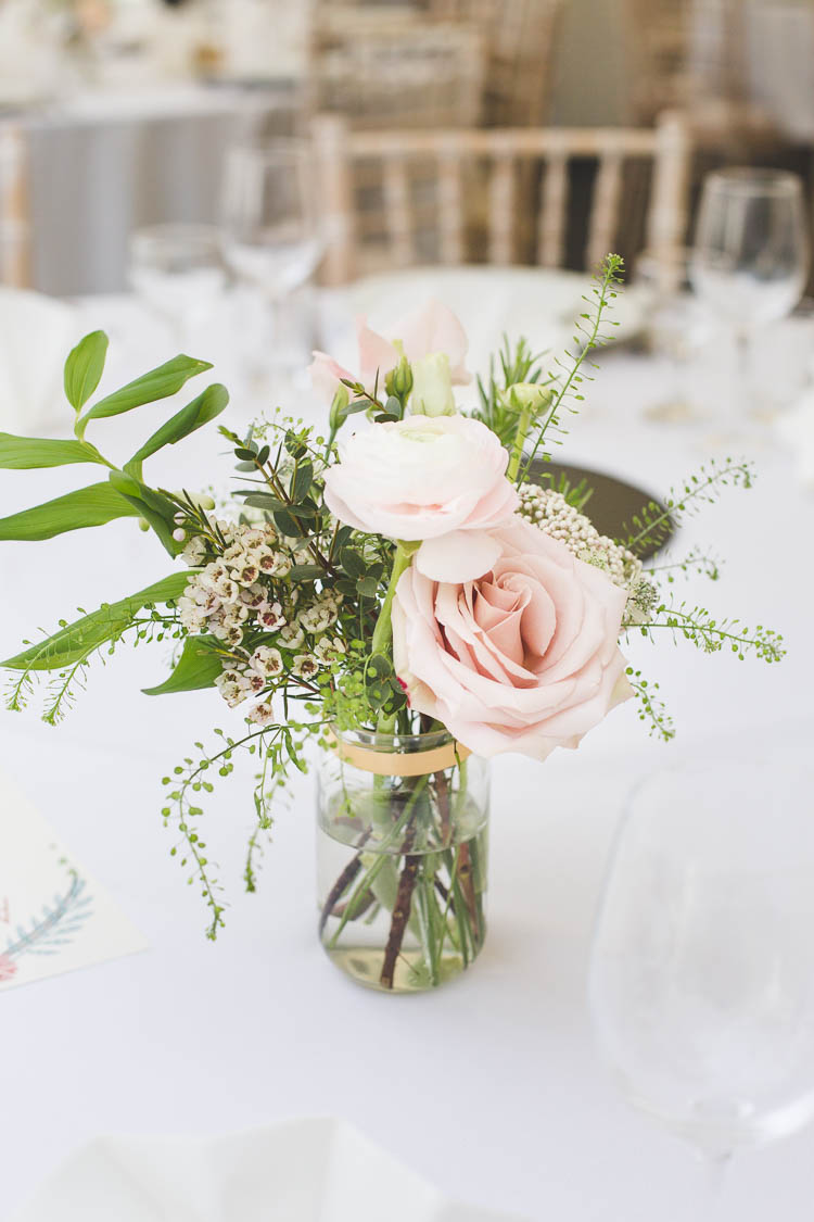 Spring Flowers Jar Decor Table Centrepiece DIY Pretty Pink Bluebell Woods Wedding http://kirstymackenziephotography.co.uk/