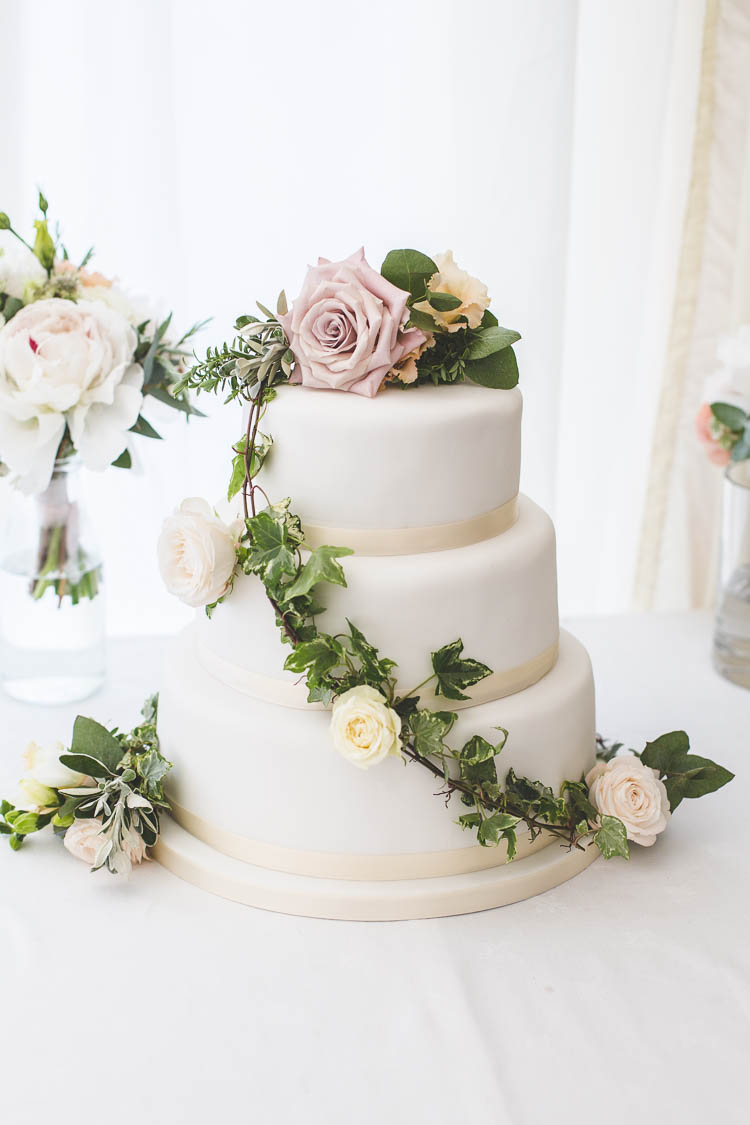 Pastel Flower Yellow Cake DIY Pretty Pink Bluebell Woods Wedding http://kirstymackenziephotography.co.uk/