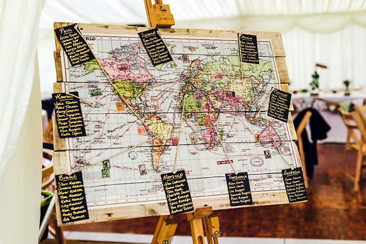 Map Travel Seating Plan Table Chart Rustic Relaxed Country Garden Wedding http://www.dmcclane.com/