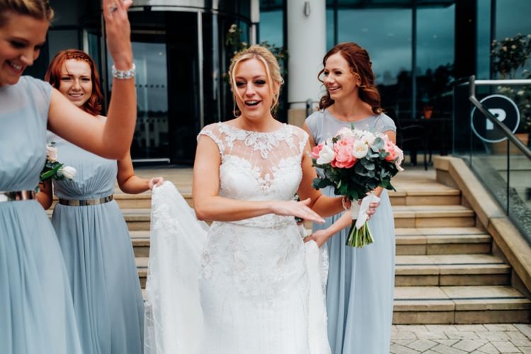 Long Grey Bridesmaid Dresses Metal Belt Coast Quirky Music City Wedding http://www.mariannechua.com/