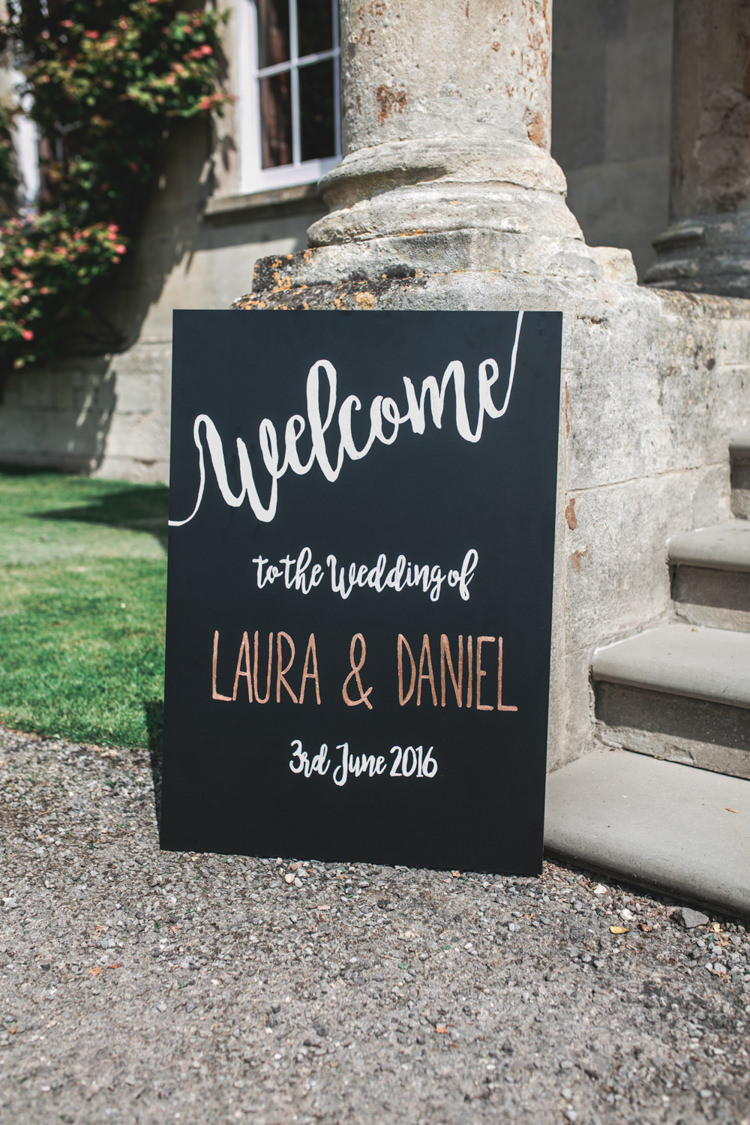 Welcome Sign Black Chalk Board Romantic Coral Summer Wedding http://www.ljm-photography.co.uk/