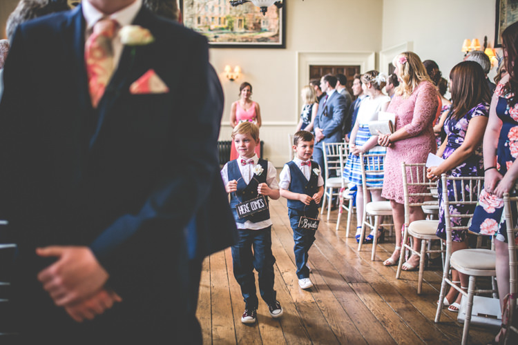 Page Boys Bow Ties Waistcoats Romantic Coral Summer Wedding http://www.ljm-photography.co.uk/