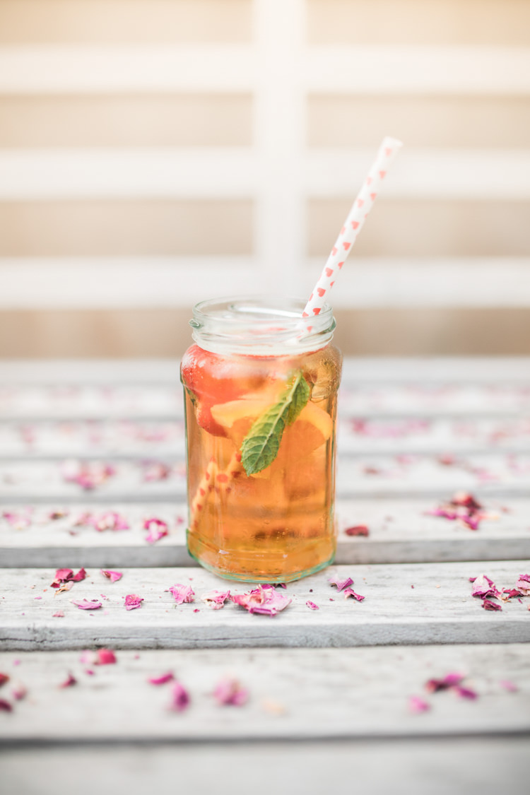 Jar Drinks Heart Straw Pimms Romantic Coral Summer Wedding http://www.ljm-photography.co.uk/