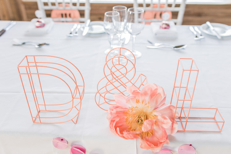 Wire Letters Romantic Coral Summer Wedding http://www.ljm-photography.co.uk/