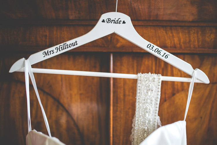 Custom Dress Hanger Bride Bridal Romantic Coral Summer Wedding http://www.ljm-photography.co.uk/