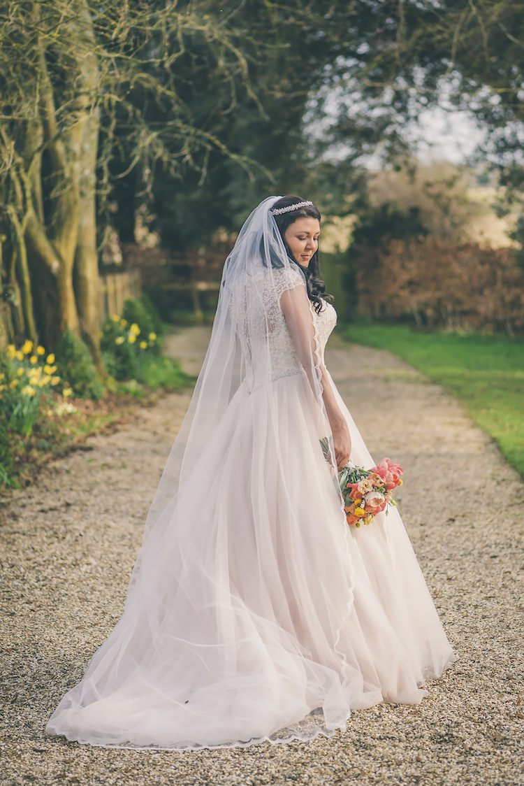 Allure Bridals Blush Dress Gown Bride Tulle Veil Britten Eclectic Colour Pop Barn Wedding http://www.robtarren.co.uk/