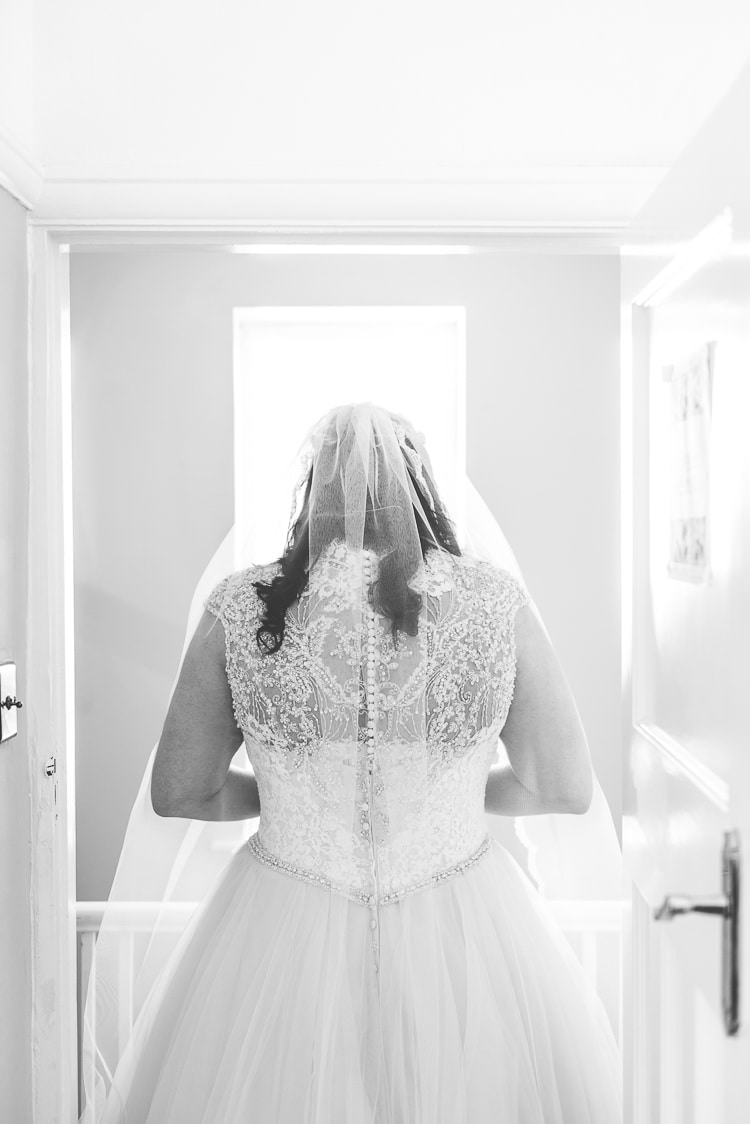 Dress Veil Back Lace Embellished Allure Bridal Gown Bride Eclectic Colour Pop Barn Wedding http://www.robtarren.co.uk/
