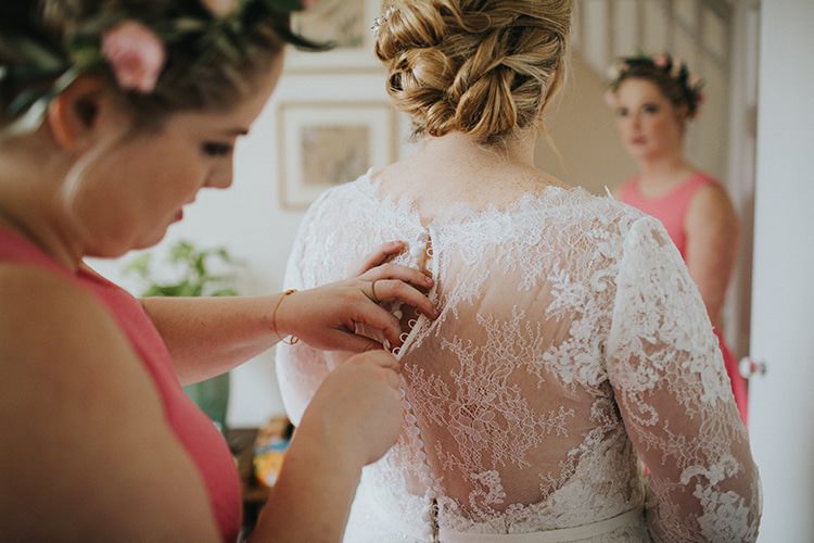 Lace Sleeve Bride Dress Gown Bridal Pronovias Magical Spring Barn Wedding http://www.ireneyapweddings.com/