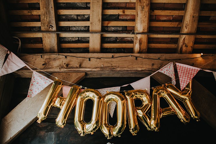 Gold Hooray Balloons Magical Spring Barn Wedding http://www.ireneyapweddings.com/