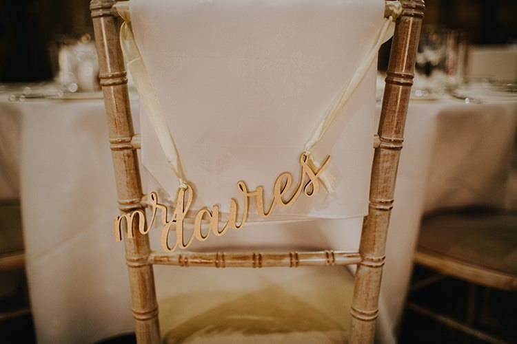 Chair Sign Name Personalised Magical Spring Barn Wedding http://www.ireneyapweddings.com/