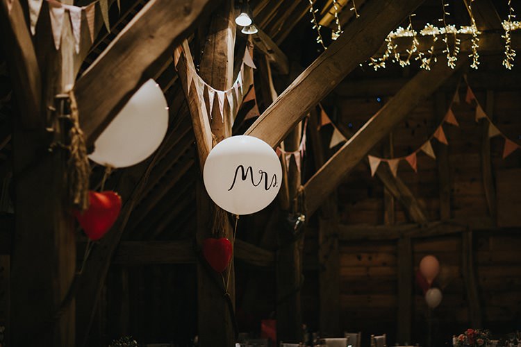 Mr Mrs Giant Balloons Magical Spring Barn Wedding http://www.ireneyapweddings.com/