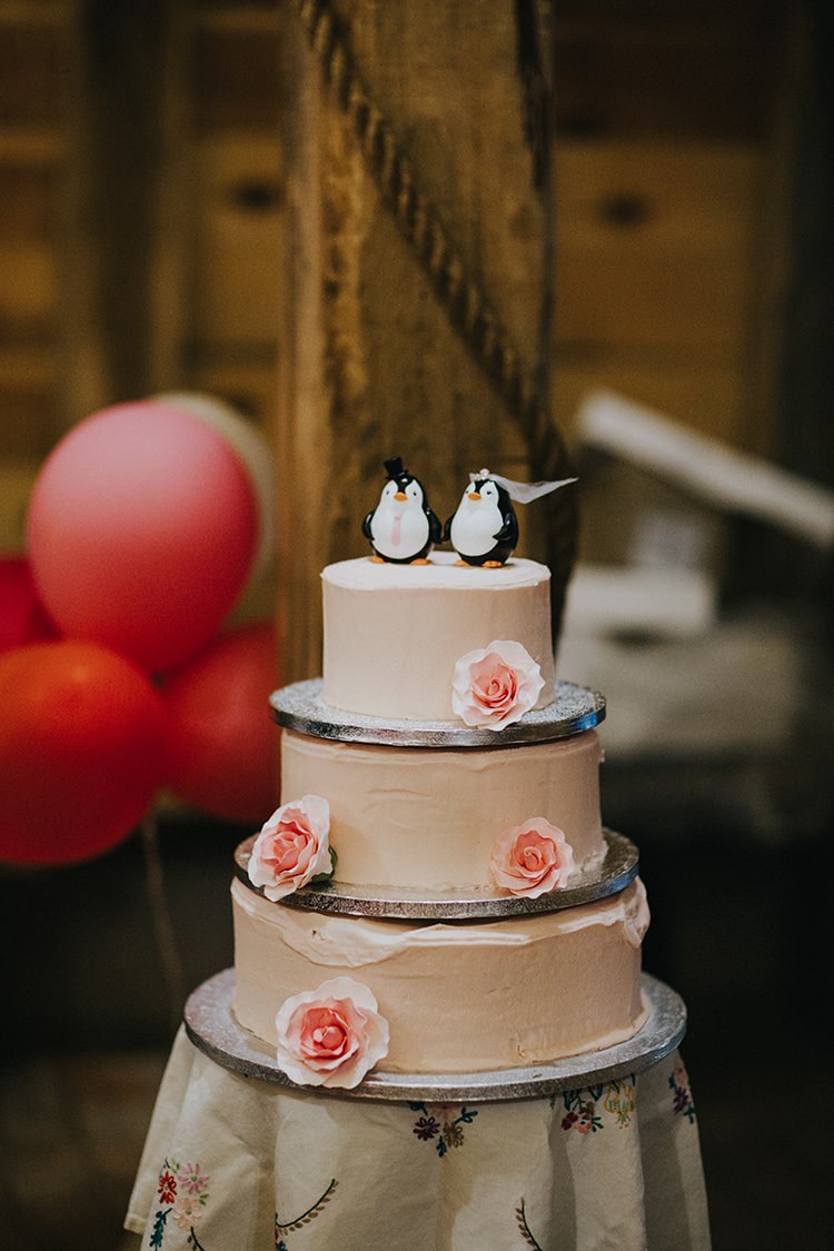 Butter Cream Cake Penguin Toppers Magical Spring Barn Wedding http://www.ireneyapweddings.com/