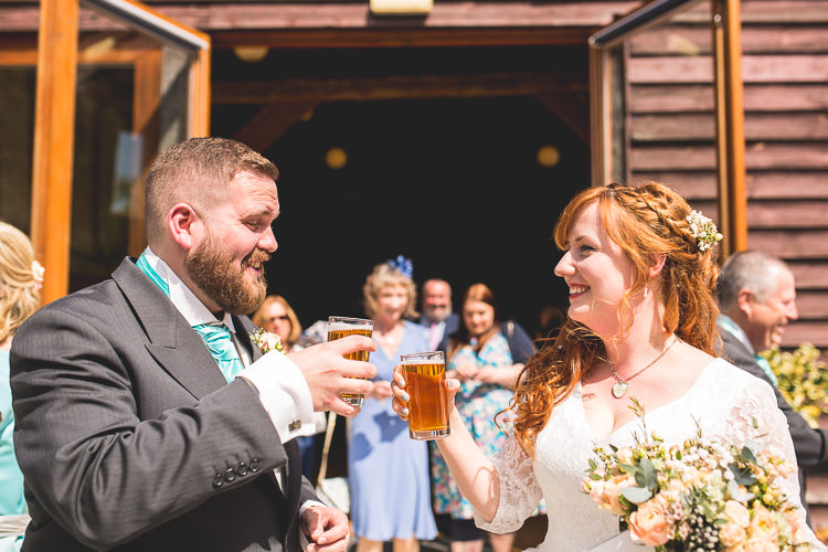 Ale Beer Drinks Mint Peach Rustic Barn Wedding http://hannahhallphotography.co.uk/
