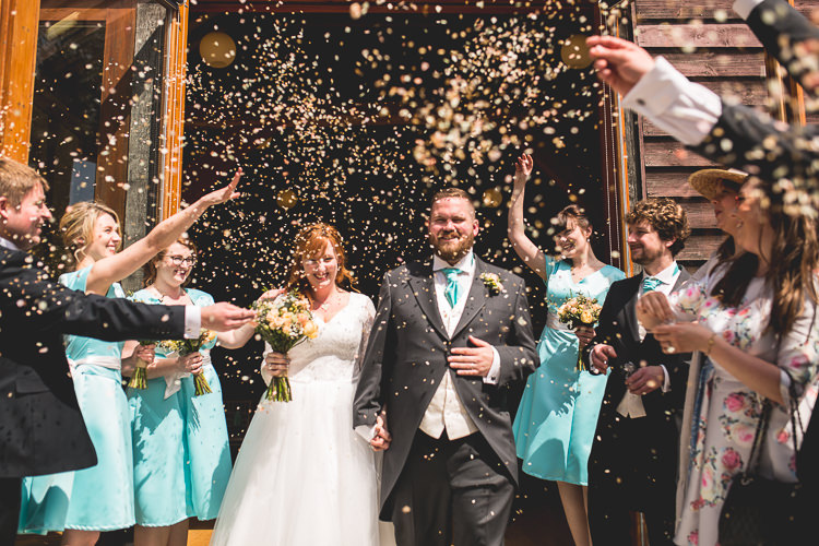 Confetti Throw Mint Peach Rustic Barn Wedding http://hannahhallphotography.co.uk/