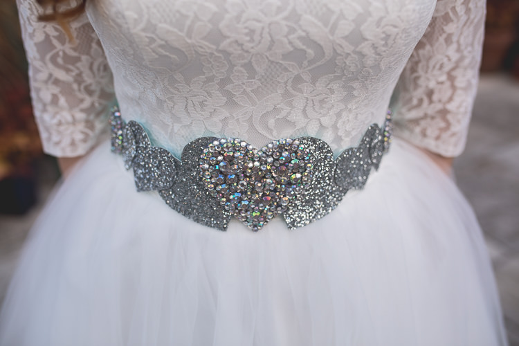 Heart Belt Sparkly Glitter Bride Bridal Crown and Glory Silver Mint Peach Rustic Barn Wedding http://hannahhallphotography.co.uk/