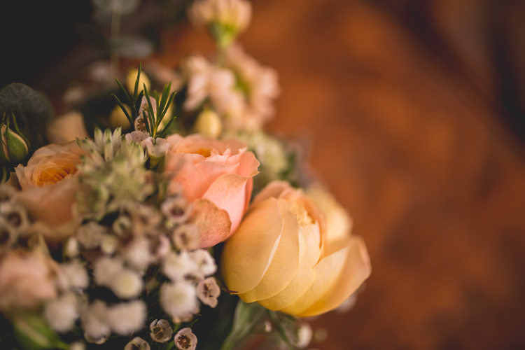 Bouquet Flowers Bride Bridal Wax Rose Mint Peach Rustic Barn Wedding http://hannahhallphotography.co.uk/