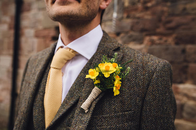 Dafffofil Buttonholes Groom Vintage Sports Rustic Yellow Barn Wedding http://www.redonblonde.com/