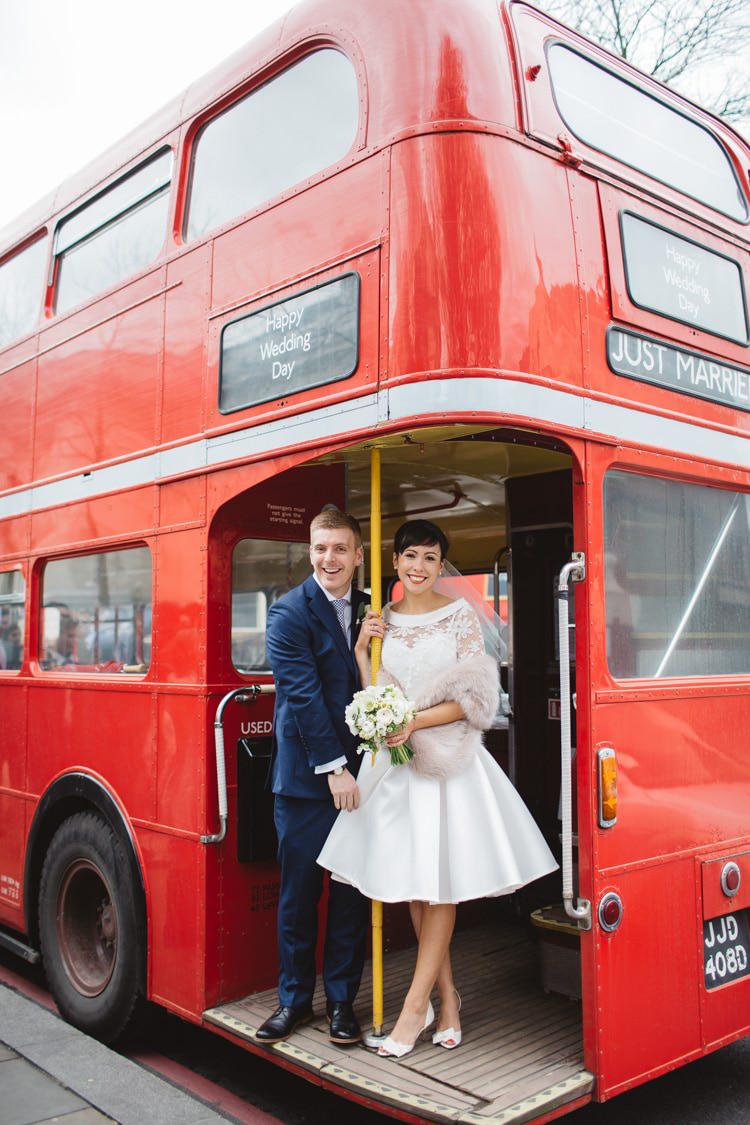London Bus Red Transport Chic City White Gold Wedding http://www.francessales.co.uk/