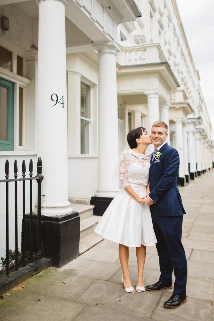 Short Dress Bride Bridal Gown Fur Coat No Knickers Chic City White Gold Wedding http://www.francessales.co.uk/