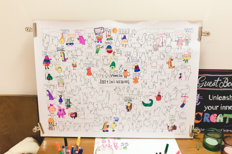 Colouring In Guest Book Poster Bright Colourful Home Made Wedding http://www.jonturtle.co.uk/