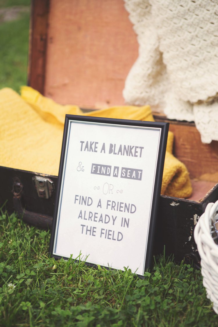 Blanket Sign Suitcase Ceremony Idea Grass Artistic Whimsical Woodland Wedding http://www.adlivcollective.com/