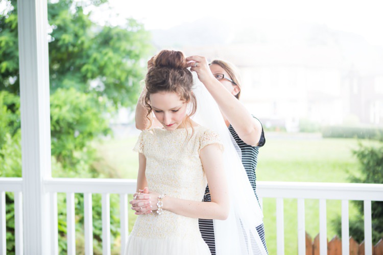 Bride Cap Sleeve Beaded Bridal Gown Veil Bun Hairstyle Artistic Whimsical Woodland Wedding http://www.adlivcollective.com/