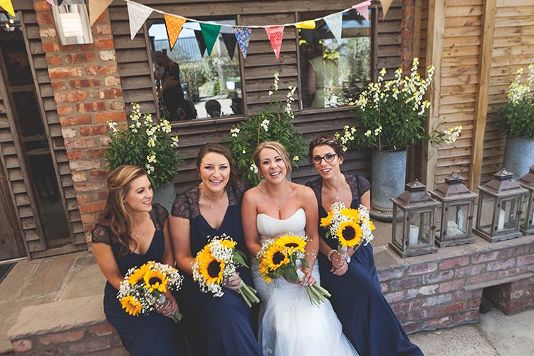 Long Bue Bridesmaid Dresses ASOS Navy Yellow Sunflowers Brewery Wedding http://www.jemmakingphotography.co.uk/