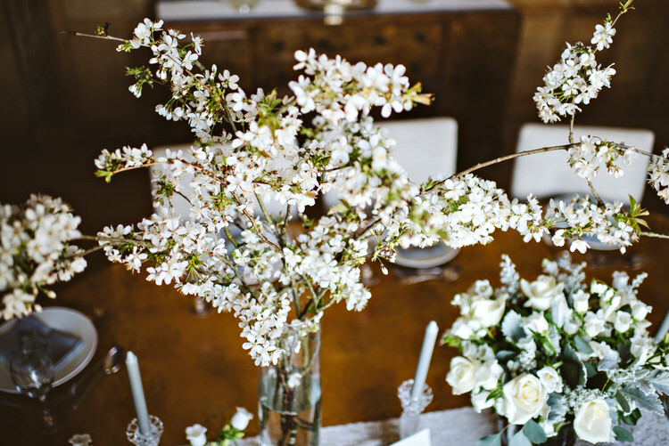 White Flowers Decor Beautiful Spring Blossom Country Wedding Ideas http://karenflowerphotography.com/
