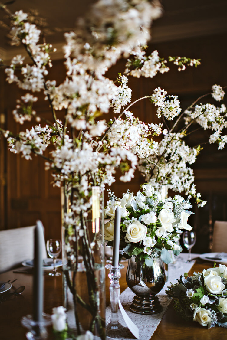 White Flowers Decor Beautiful Spring Blossom Country Wedding Ideas http://karenflowerphotography.com/