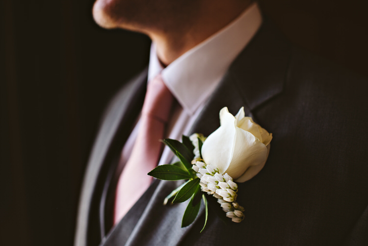White Rose Buttonhole Groom Beautiful Spring Blossom Country Wedding Ideas http://karenflowerphotography.com/