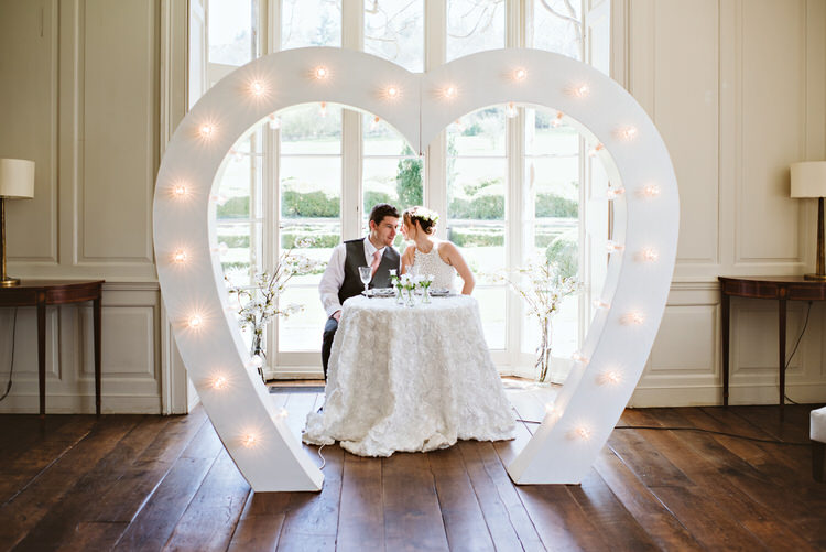 Heart Light Sign Sweetheart Table Beautiful Spring Blossom Country Wedding Ideas http://karenflowerphotography.com/