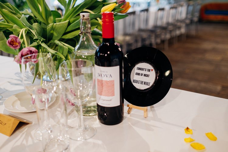 Vinyl Table Names Songs Quirky Music City Wedding http://www.mariannechua.com/