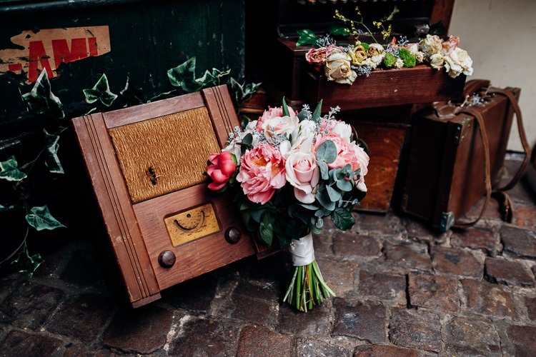 Coral Peony Rose Bouquet Flowers Bride Bridal Quirky Music City Wedding http://www.mariannechua.com/