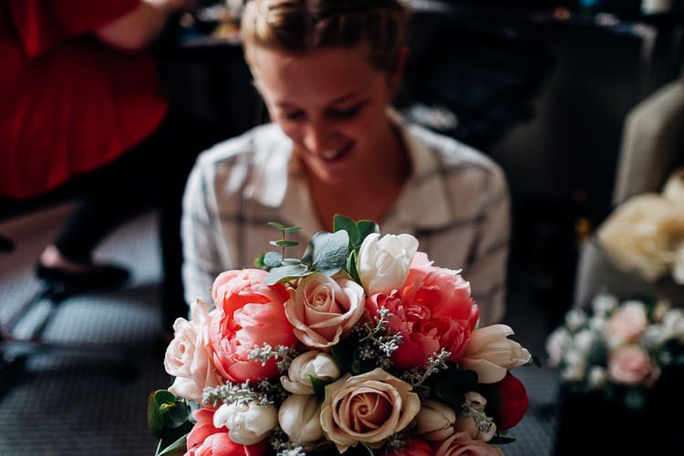 Coral Peony Rose Bouquet Flowers Bride Bridal Quirky Music City Wedding http://www.mariannechua.com/