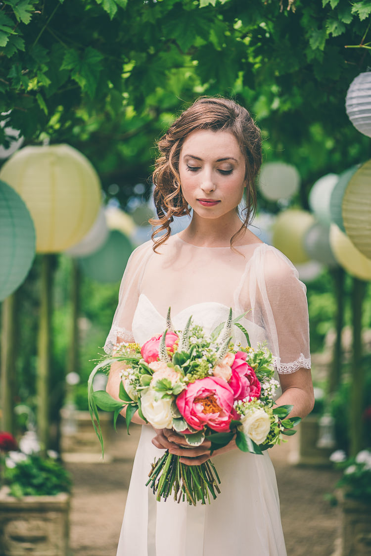 Bride Bridal Dress Gown Bouquet Flowers Peony Ethereal Coral Countryside Wedding Ideas http://www.robtarren.co.uk/