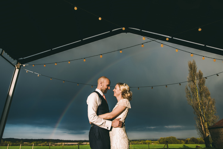 Rainbow Festoon Lights Bride Groom Home Made Country Festival Wedding http://www.jamespowellphotography.co.uk/