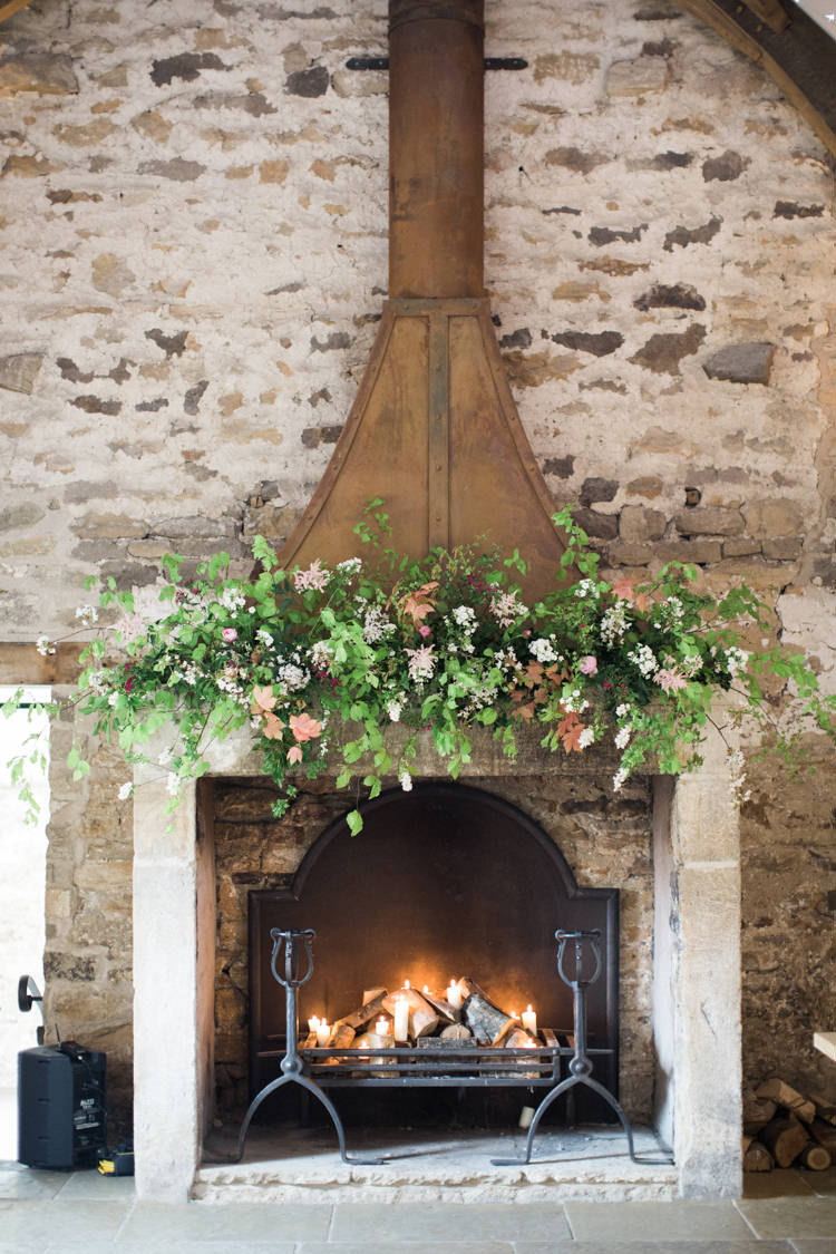 Fireplace Mantle Piece Healey Barn Flower Arrangement Beautiful Barn Bird Wedding http://www.melissabeattie.com/
