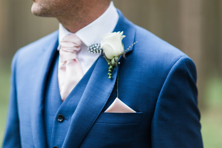 Pink Tie Pocket Square Groom Buttonhole Beautiful Barn Bird Wedding http://www.melissabeattie.com/