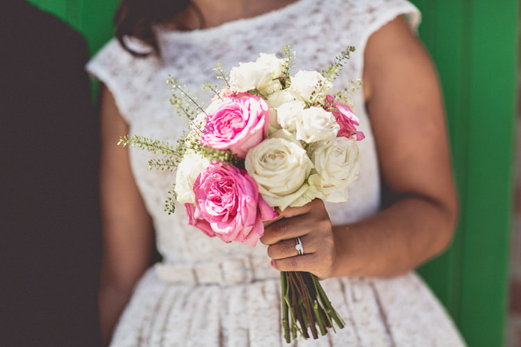 Pink White Rose Bouquet Bride Bridal DIY Tipi Camping Wedding http://www.wearetheclarkes.com/