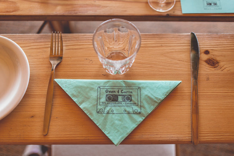 Cassette Tape Napkins DIY Tipi Camping Wedding http://www.wearetheclarkes.com/