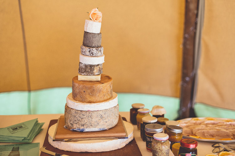 Cheese Tower Stack Cake DIY Tipi Camping Wedding http://www.wearetheclarkes.com/