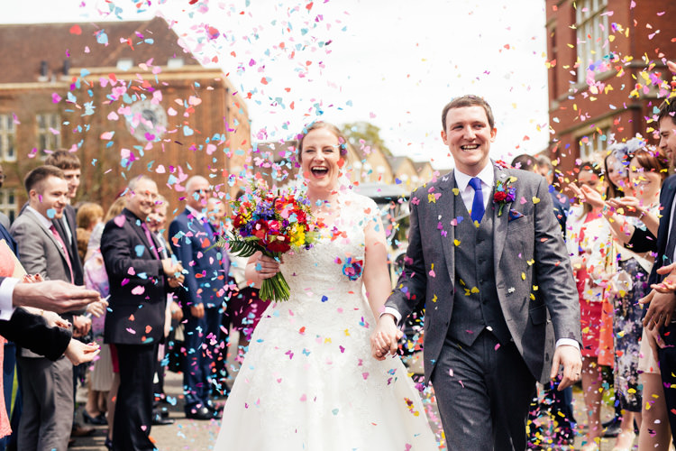 Confetti Throw Bride Groom Multicoloured Fun Creative Wedding http://www.catlaneweddings.com/