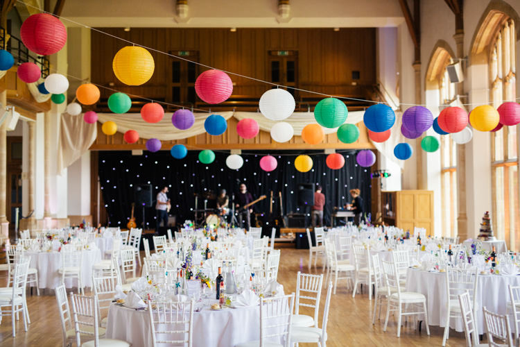 Colourful Rainbow Lanterns Decor Multicoloured Fun Creative Wedding http://www.catlaneweddings.com/