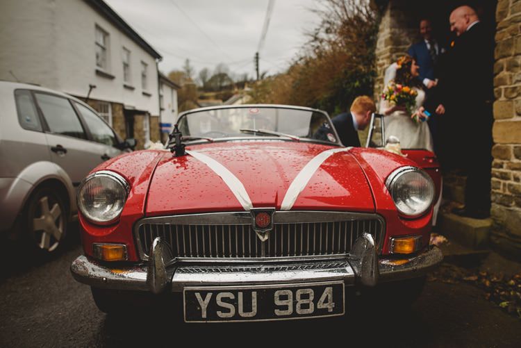 Red Convertable Classic Car Indie Rustic Beach Marquee Wedding http://www.abiriley.co.uk/