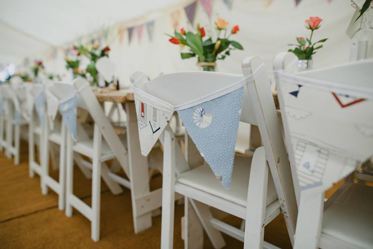 Chair Bunting Indie Rustic Beach Marquee Wedding http://www.abiriley.co.uk/