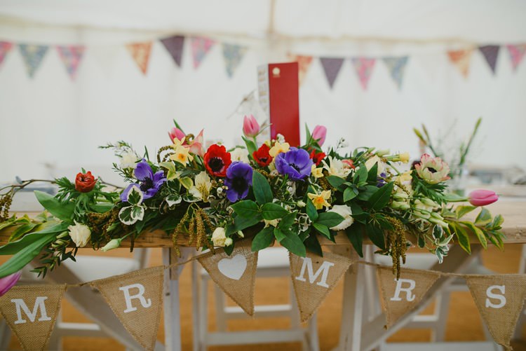 Top Table Bunting Mr Mrs Flowers Indie Rustic Beach Marquee Wedding http://www.abiriley.co.uk/