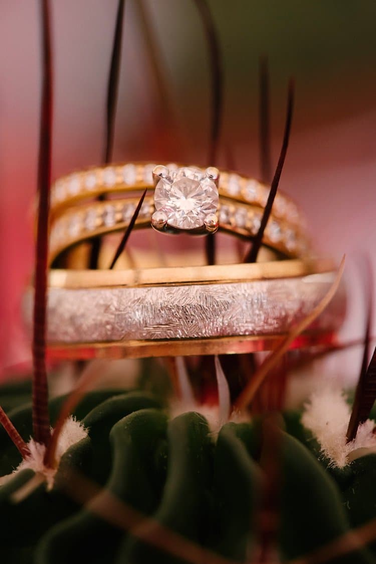 Yellow Gold Diamond Rings Band Engagement Tropical 1920s Pink Budget Wedding http://lilysawyer.com/